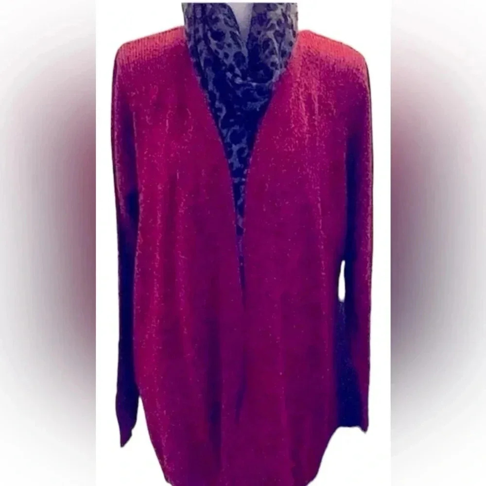 🟡 Gorgeous red/black cardigan by Karen Scott 🟡